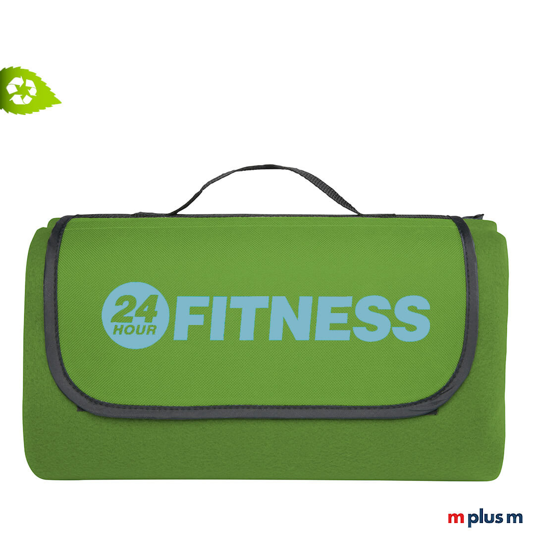 Recycling Picknickdecke in Grün als Werbeartikel mit Logo bedrucken Recycling Picknickdecke in Grün als Werbeartikel mit Logo bedrucken