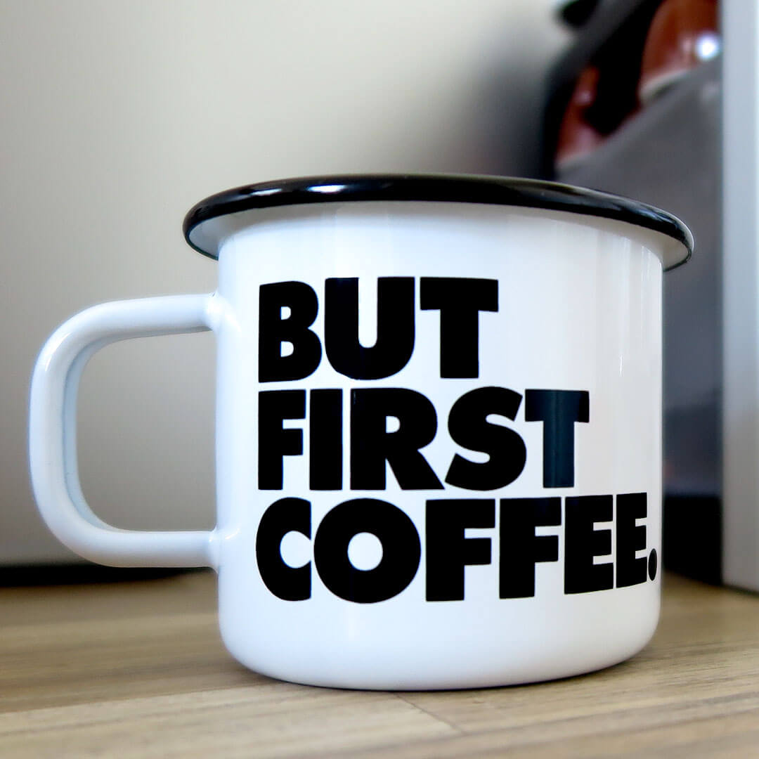Emaille Tasse Pax mit 1 Druck