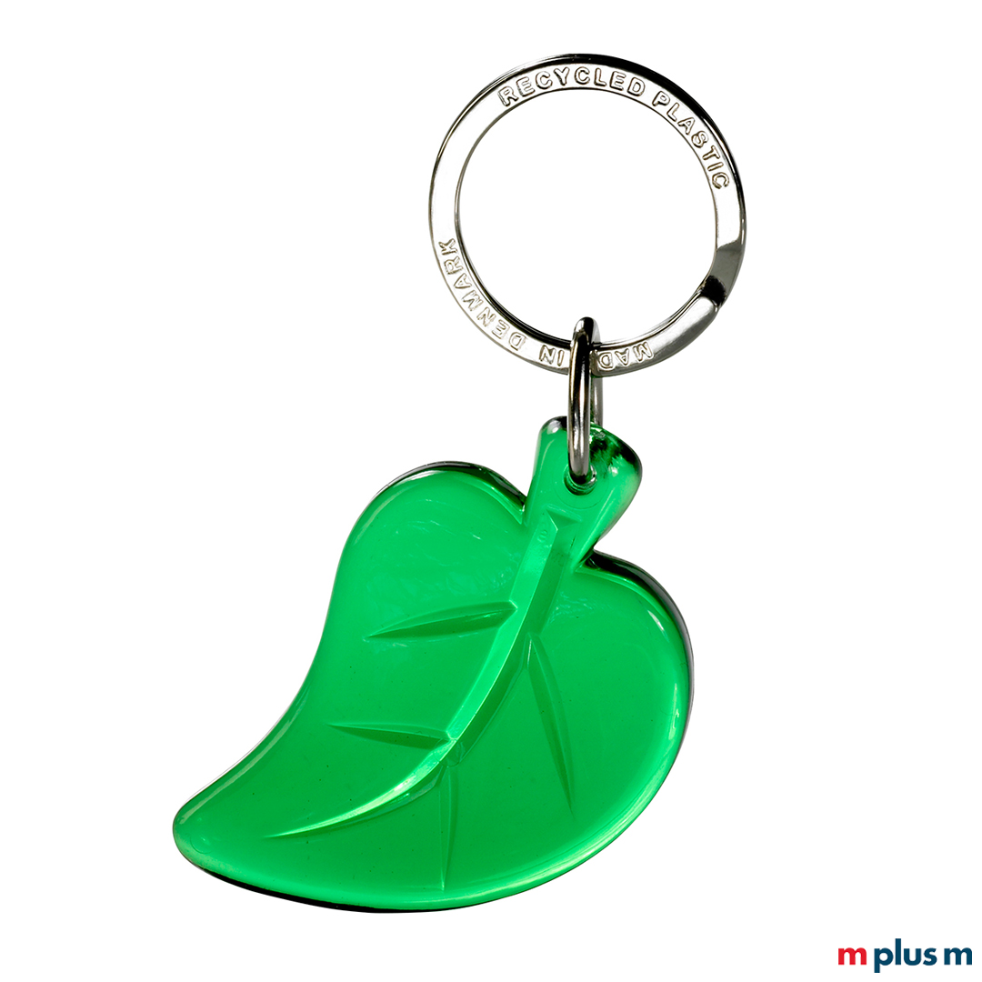 Nachhaltiger Schlüsselanhänger aus recyceltem Plastik als langlebiger Werbeartikel.