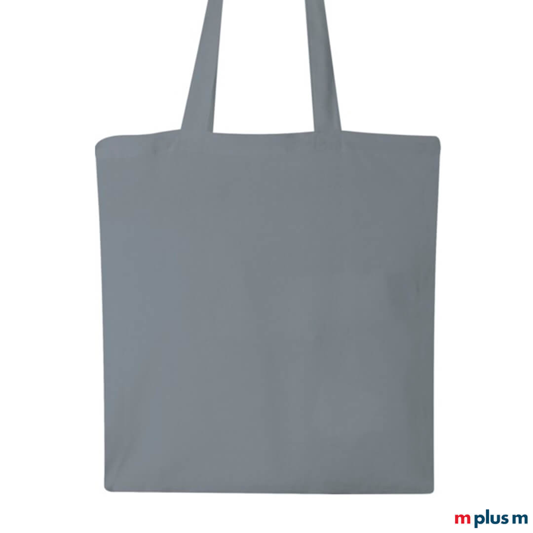 Grauer Stoffbeutel Paula 140 mit Ihrem Logo bedrucken Grauer Stoffbeutel Paula 140 aus OEKO-TEX® geprüfter Baumwolle mit Ihrem Logo bedrucken