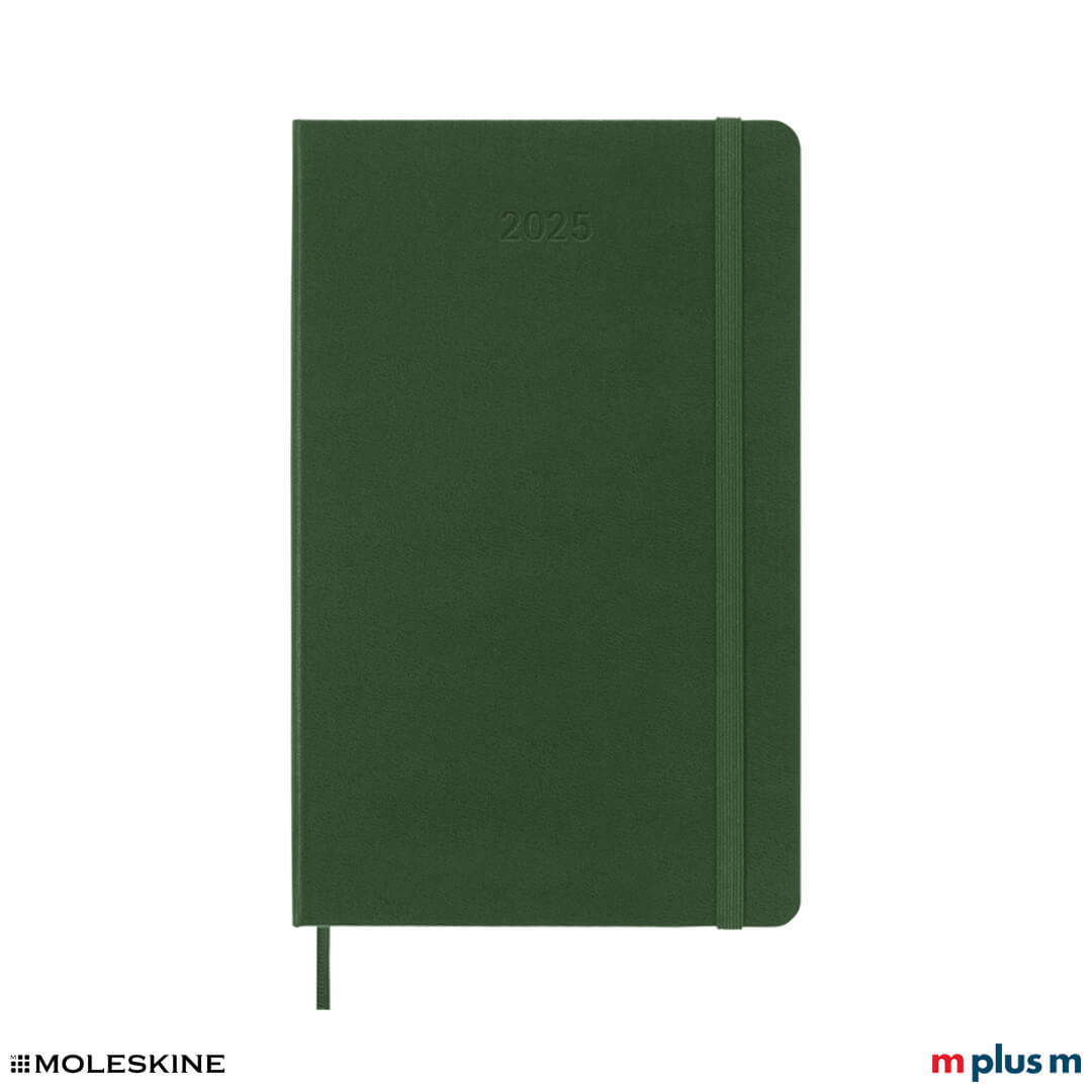 Dunkelgrüner Moleskine Kalender 2025 L, mit stabilem Buchcover und Personalisierung