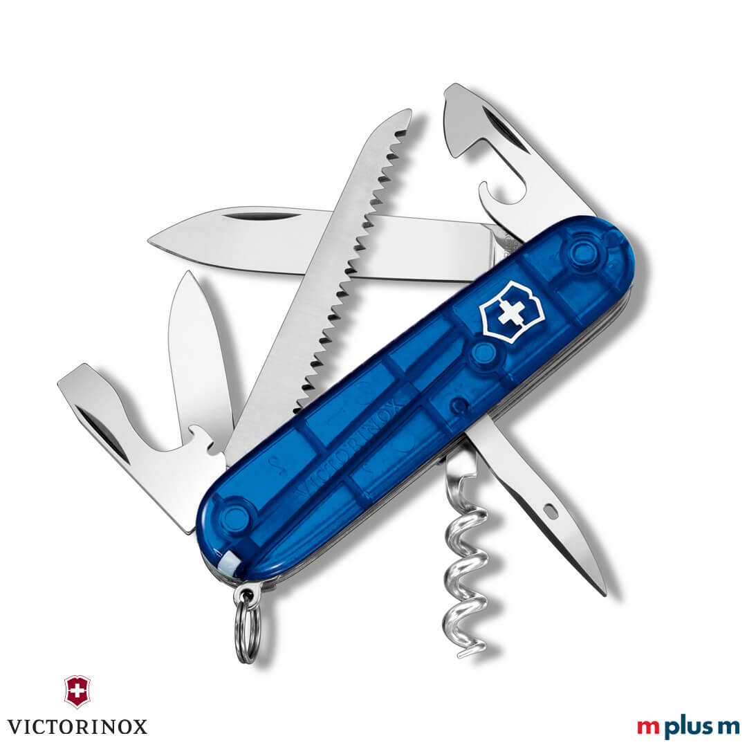 Victorinox Camper in der Farbe Transparent Blau ausgeklappt
