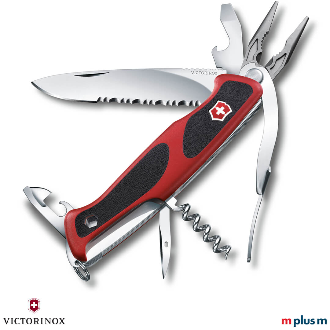 Victorinox Ranger Grip 174 ausgeklappt Hochwertiges Schweizer Messer 'Ranger Grip 174 Handyman‘ mit eigenem Logo bedrucken als Werbeartikel.
