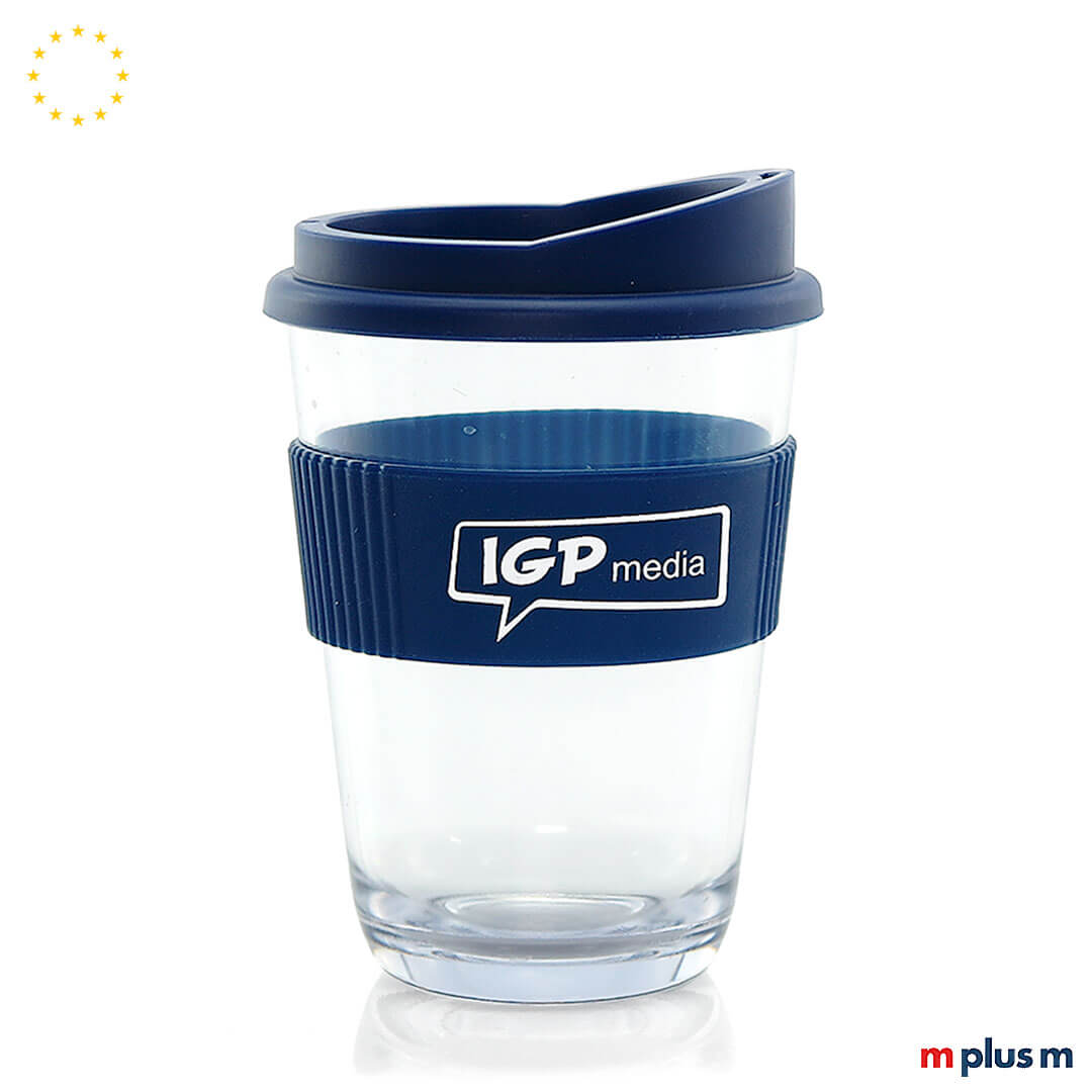 Cristallino Coffee To Go Becher Dunkelblau Cristallino Mehrweg Kaffeebecher aus Europa mit Logo Druck