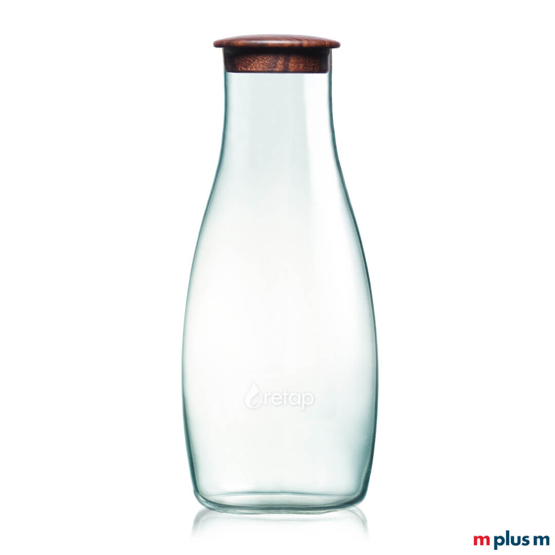 Retap Mehrweg Glaskaraffe 1,2l aus recycling Glas mit Holzdeckel Retap Mehrweg Glaskaraffe 1,2l aus recycling Glas mit Holzdeckel