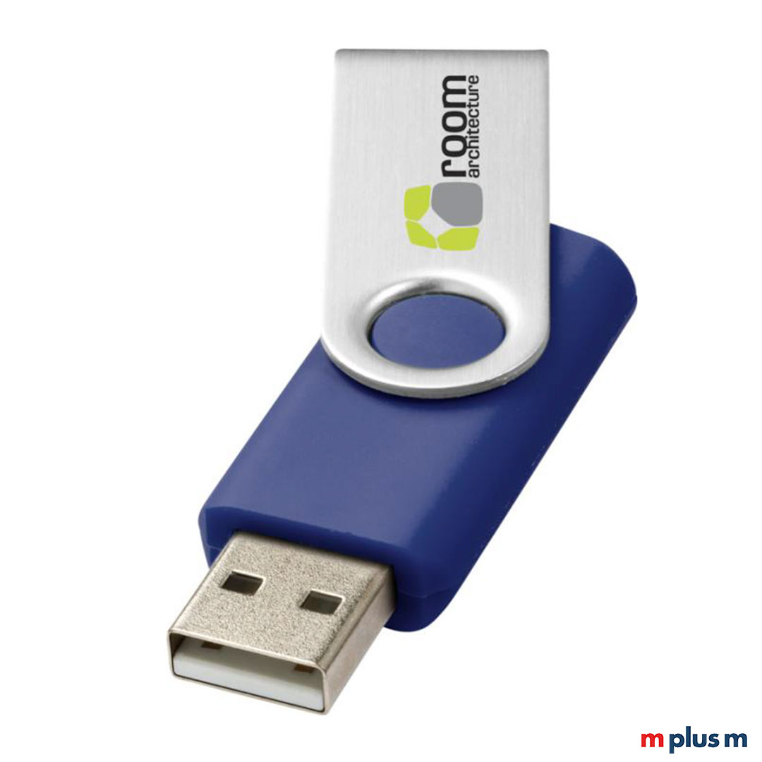 Preiswerter blauer USB Stick als Werbeartikel mit Logo bedrucken