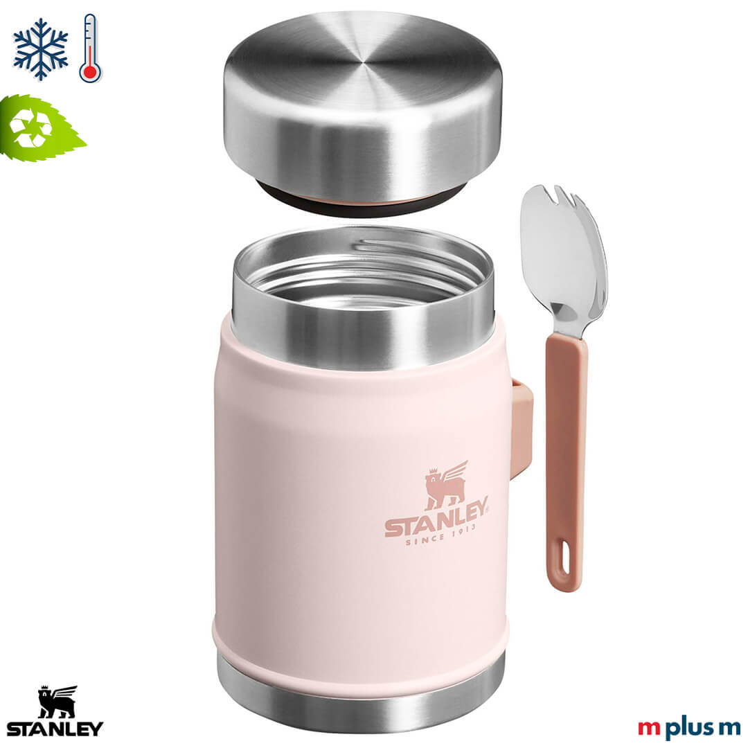 Stanley Legendary Food Jar in Rosa mit Göffel – bedruckbar mit Logo, Expresslieferung Stanley Legendary Food Jar in Rosa mit Göffel – bedruckbar mit Logo, Expresslieferung