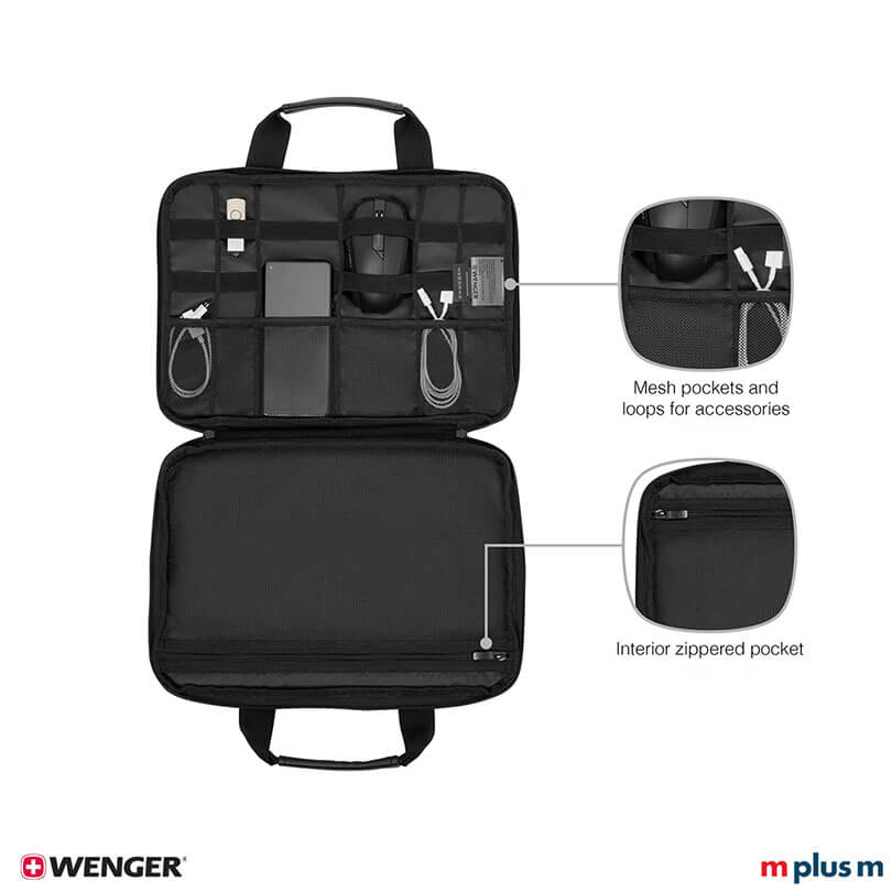 Schwarze Wenger Guyde 14 Notebooktasche mit schlichtem Design und robustem Griff, funktionaler Businessbegleiter modern mit Logo bedrucken Schwarze Wenger Guyde 14 Notebooktasche mit schlichtem Design und robustem Griff, funktionaler Businessbegleiter modern mit Logo bedrucken