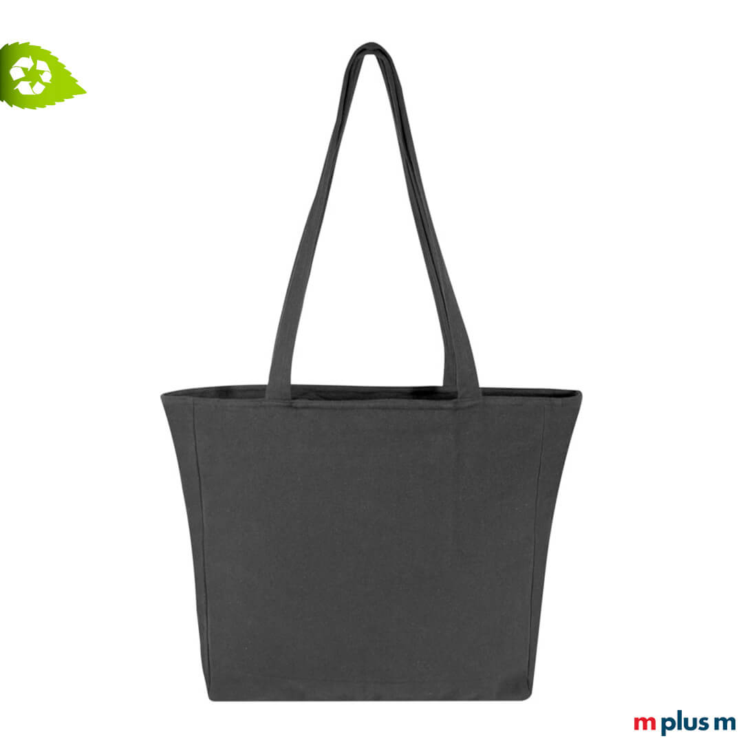 Große Recycling ♻️ Stofftasche Frida in Farbe Schwarz als Werbetasche Große Recycling ♻️ Stofftasche Frida in Farbe Schwarz als Werbetasche mit Logo Druck