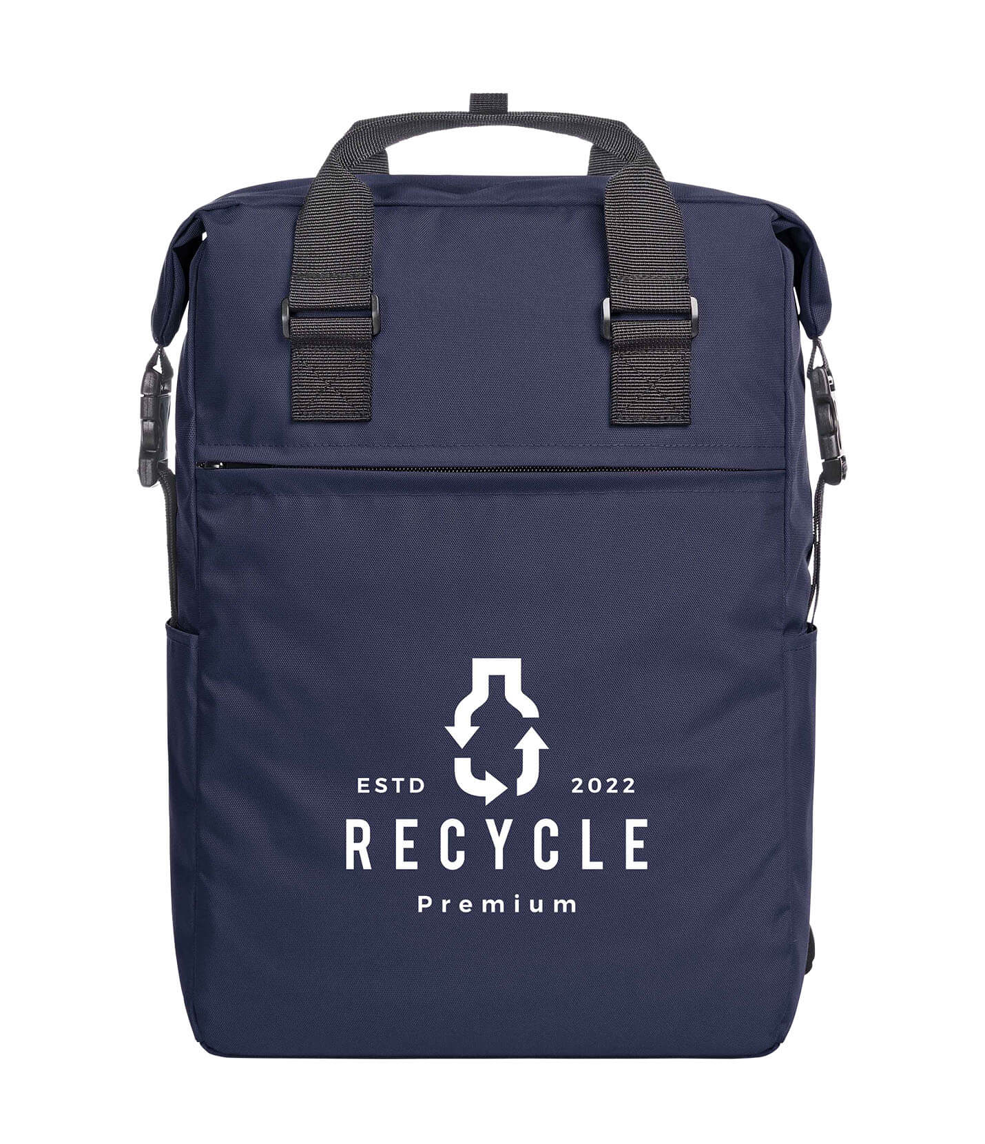 Nachhaltiger blauer Rucksack als Werbeartikel bedrucken Nachhaltiger blauer Rucksack als Werbeartikel bedrucken