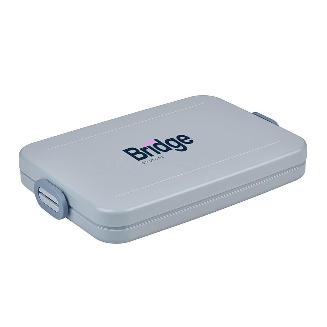 Hellblaue Lunchbox mit Logo bedruckt Hellblaue Lunchbox mit Logo bedruckt