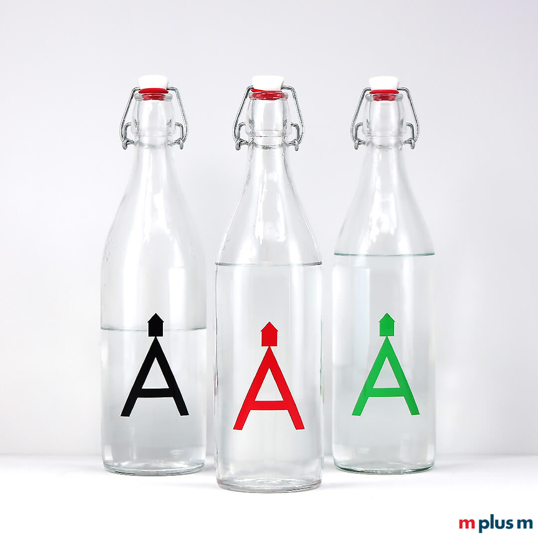 Glasflasche Ludwig mit Bügelverschluss mit Logo bedrucken