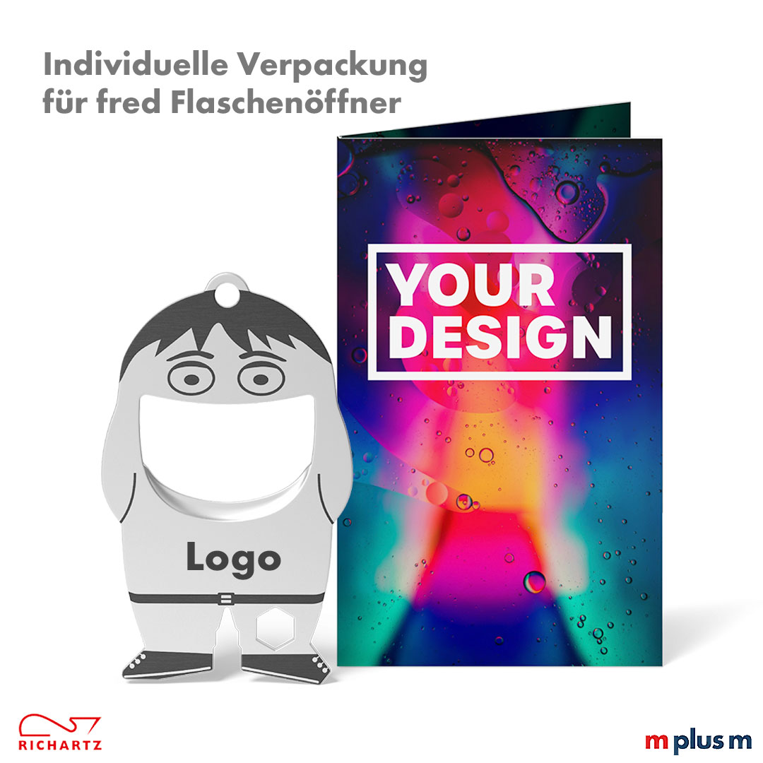 Bedruckbare Produktverpackung aus Karton in mehrfarbigem Design in aufrechter Darstellung