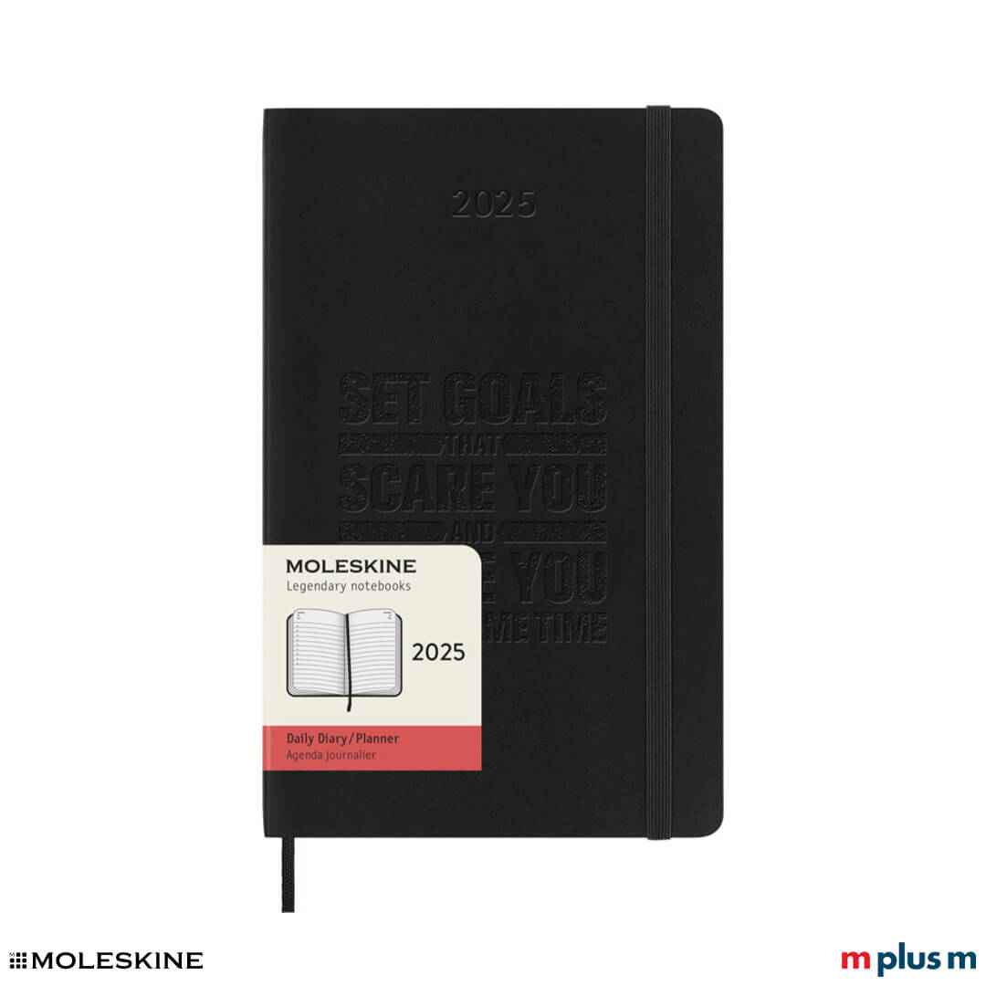 Moleskine Tageskalender 2025 L, Softcover, in Schwarz mit elastischem Verschlussband