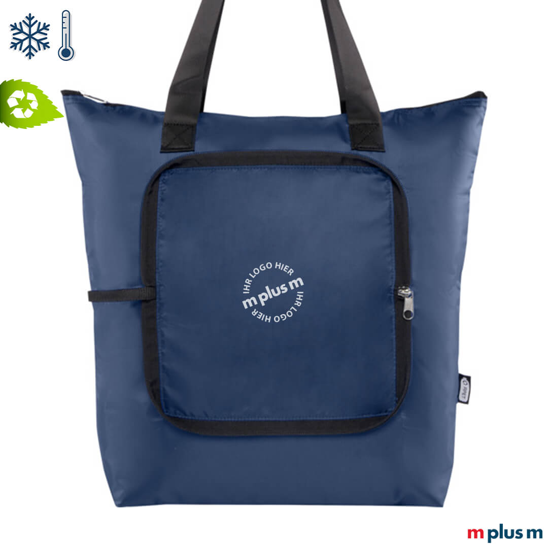 Express Lieferung: Dunkelblaue Recycling Eco Kühltasche günstig mit Logo bedrucken Express Lieferung: Dunkelblaue Recycling Eco Kühltasche günstig mit Logo bedrucken