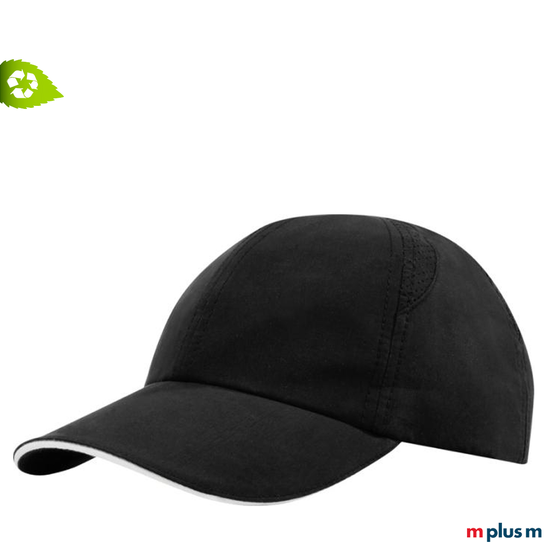 Schwarze Mütze mit Logo bedrucken als Geschenk für Weihnachten aus nachhaltigem Stoff