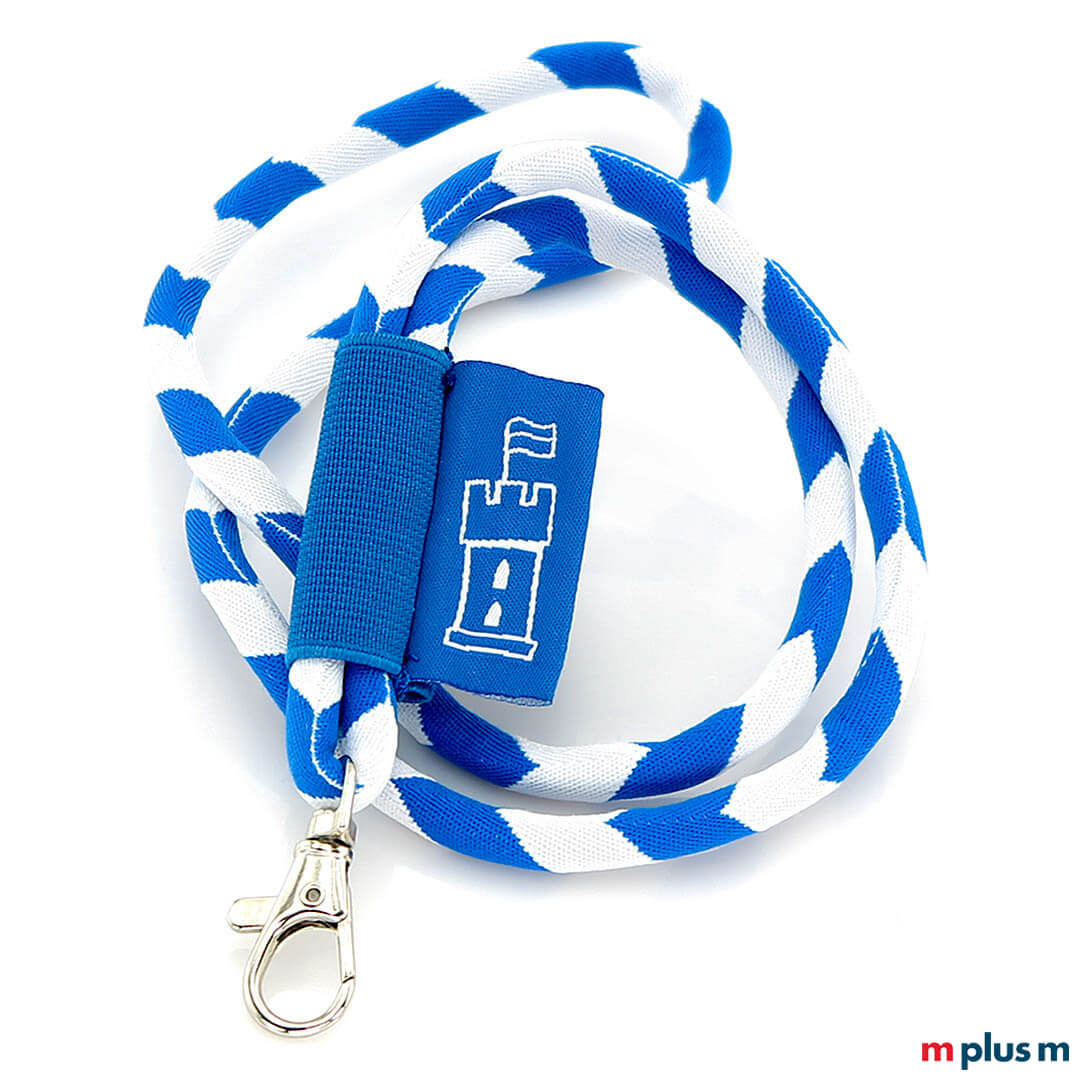 Tube Flag Lanyard blau weiss Werbeartikel Blau-weißes Kordel Schlüsselband als Werbeartikel Sonderanfertigung