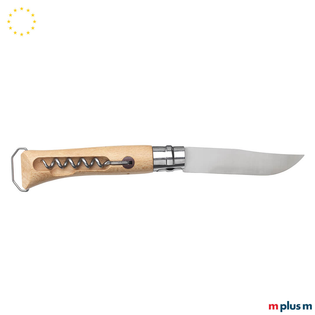Französisches Opinel Messer mit Logo-Druck – Modell Nr. 10 mit Korkenzieher und Holz aus Europa Französisches Opinel Messer mit Logo-Druck – Modell Nr. 10 mit Korkenzieher und Holz aus Europa