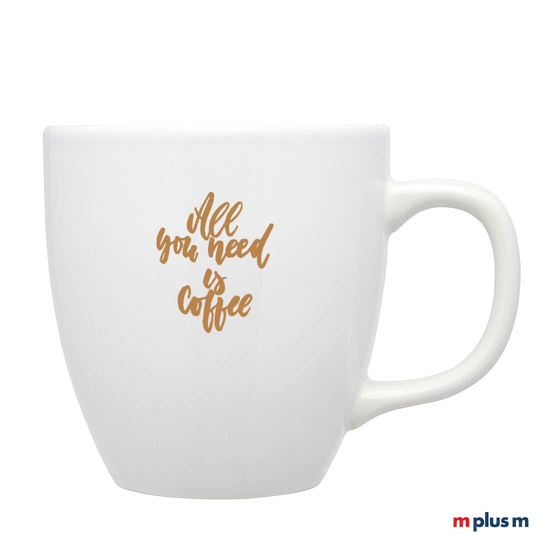 Große Kaffeetasse Magnum in Weiß mit Logo Druck  Große Kaffeetasse Magnum in Weiß mit Logo Druck