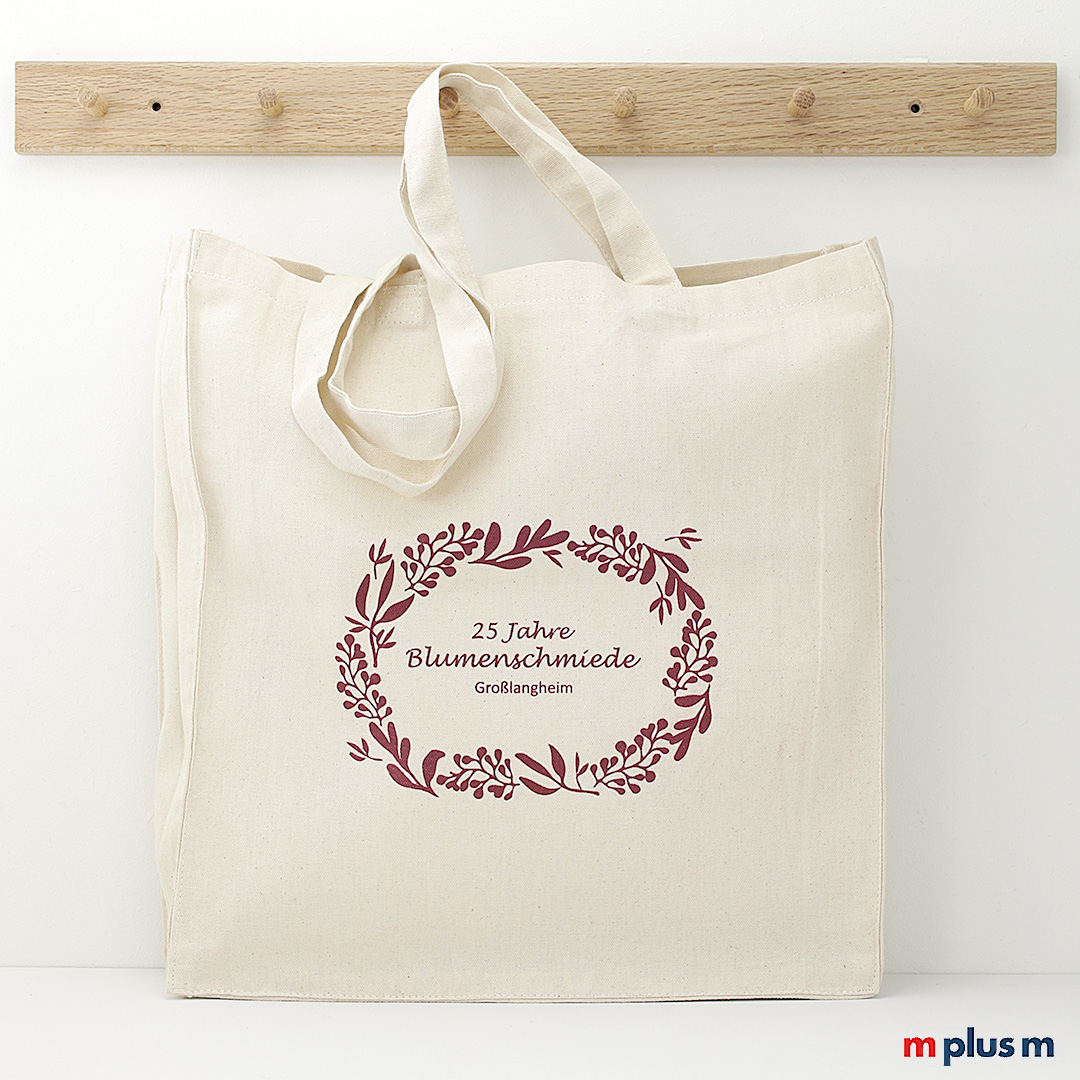 Nachhaltige Stofftasche Oskar aus Recycling ♻️ Baumwolle mit Bodenfalte und Logo Druck