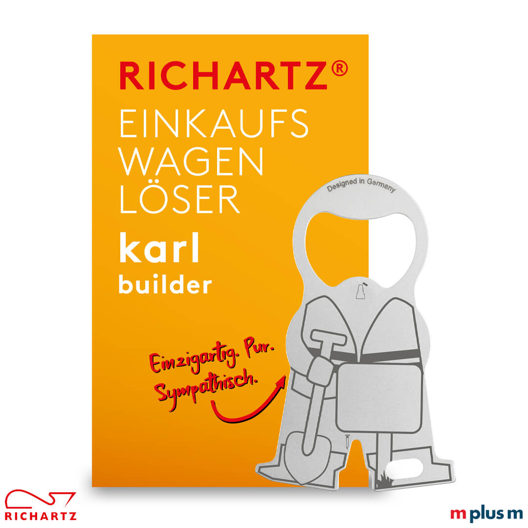 Richartz Einkaufswagenlöser mit vielen verschiedenen Gadgets zum verschenken an Kunden und Mitarbeiter Richartz Einkaufswagenlöser karl builder als Giveaway für Kunden und Mitarbeiter