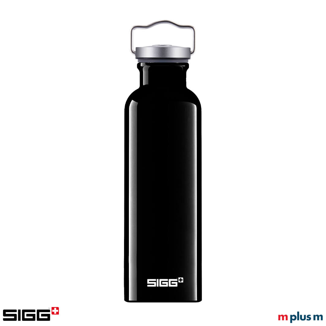 Schwarze Alu-Trinkflasche mit Ihrem Logo bedrucken Schwarze Alu-Trinkflasche mit Ihrem Logo bedrucken