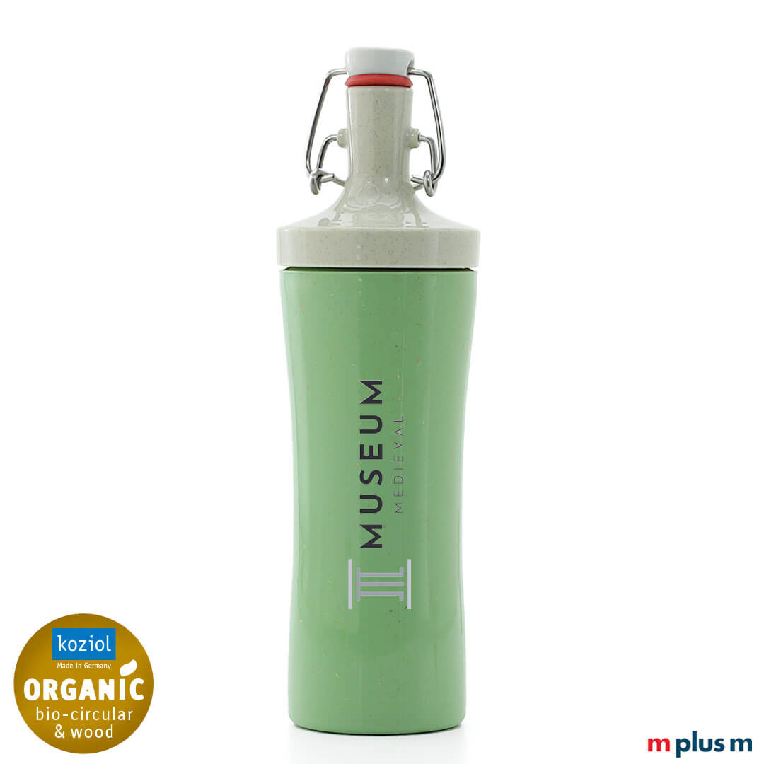 Koziol Plopp Trinkflasche mit Bügelverschluss in Grün Koziol Plopp Trinkflasche mit Bügelverschluss. Made in Germany. ab 100 Stück als Werbeartikel mit Luxus Rundumdruck