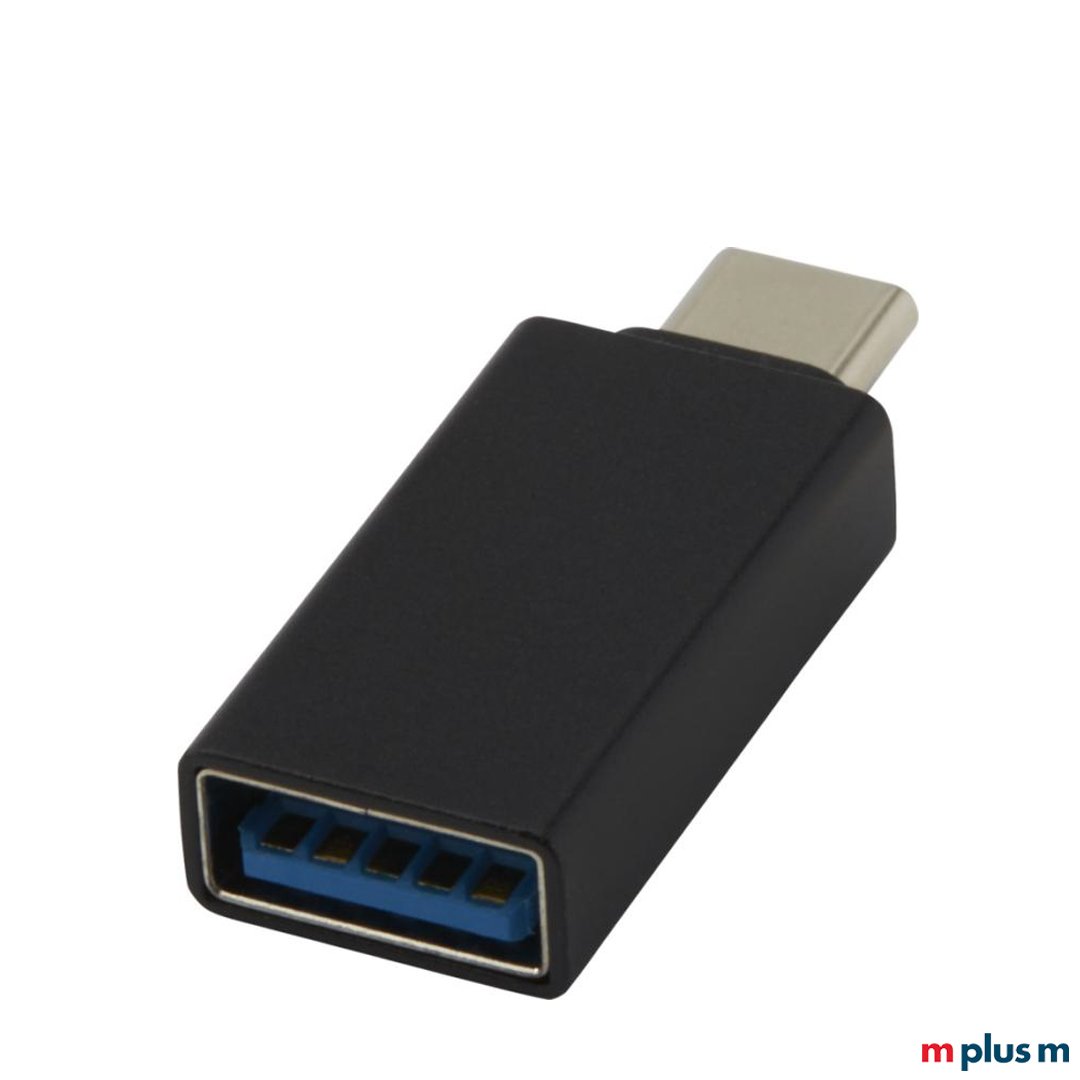 USB Adapter bedruckt mit Logo USB C auf USB A 3.0 als Giveaway