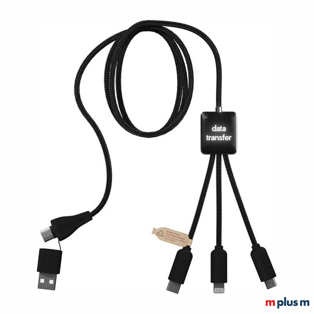 Ladekabel-mit-Datentransfer-aus-RPET-mit-eigenem-Logo-gestalten-RE 5-in-1 Ladekabel mit Datentransfer als Werbeartikelbedrucken lassen