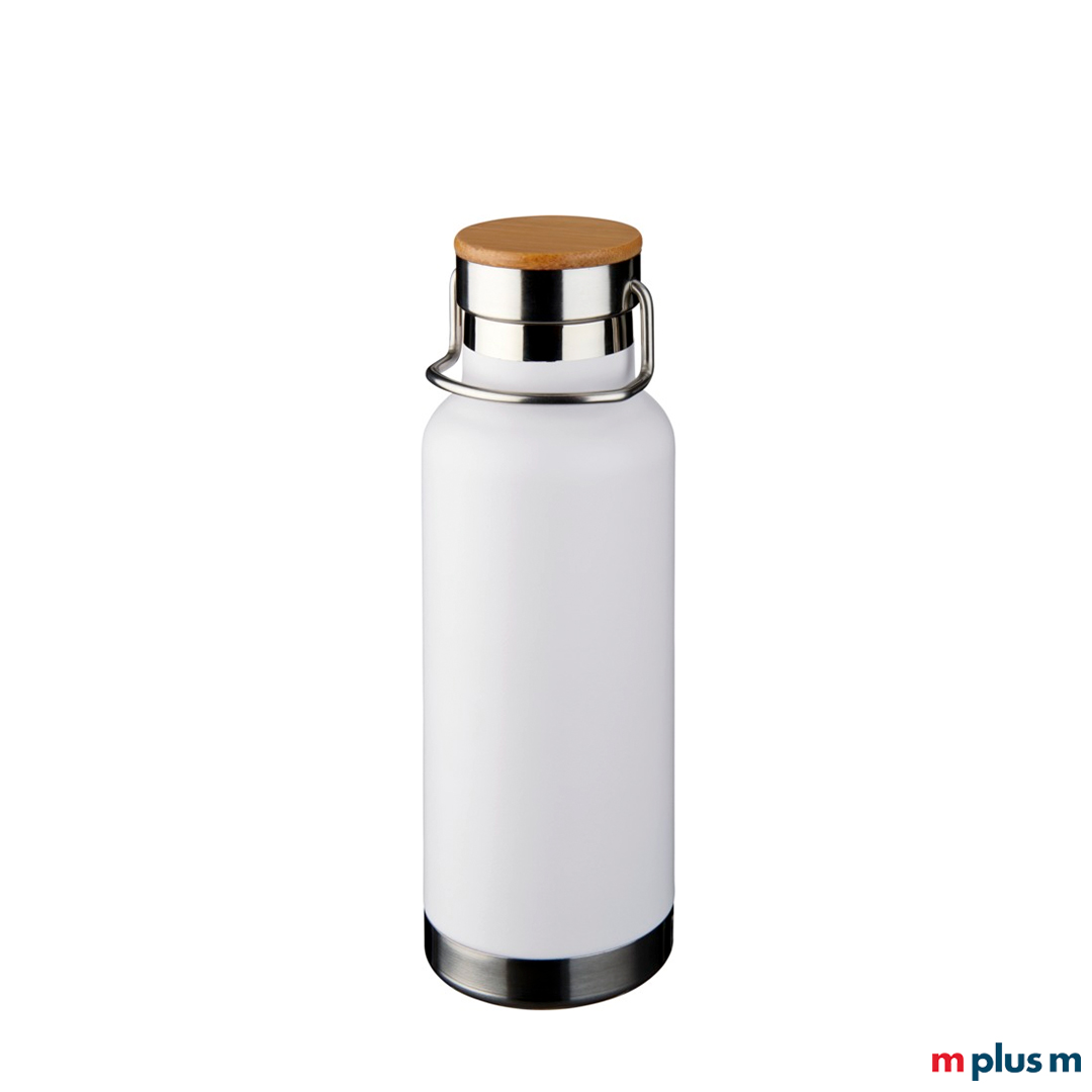 Weiße Thermosflasche als nachhaltiges Werbeartikel