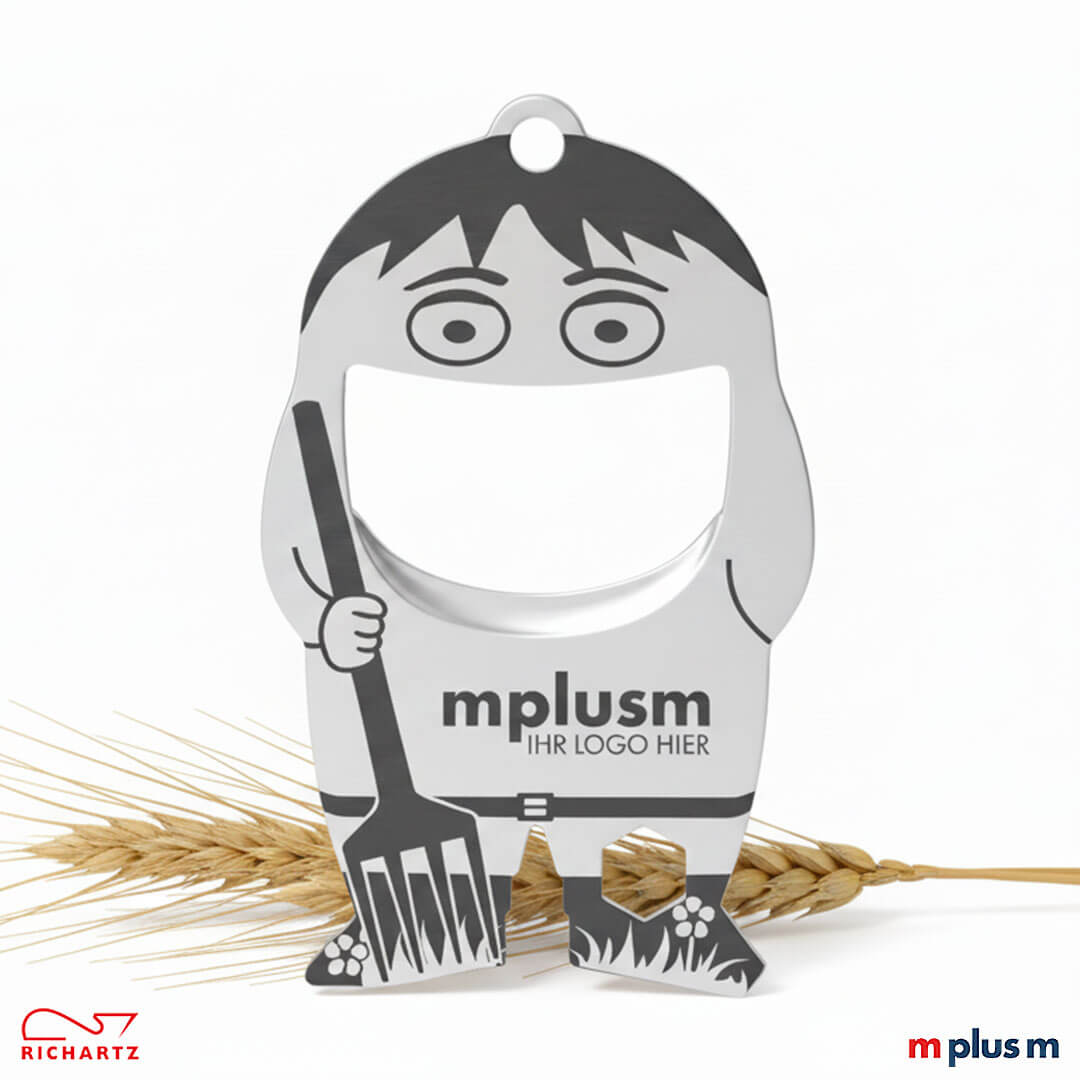 Sympathisches Give Away: fred Farmer Flaschenöffner mit Logo Gravur