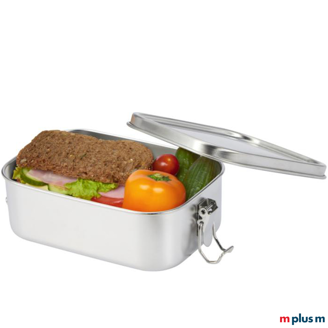Titan Edelstahl Brotbox befüllt mit Essen