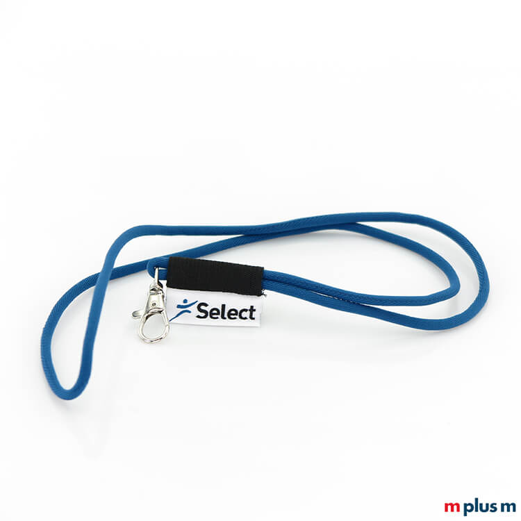 Tube Flag Kordel Lanyard SEL Blau Tube Kordel Lanyard aus fest gewebter Textilkordel in Wunschfarbe mit Logo auf Textiletikett als Werbeartikel