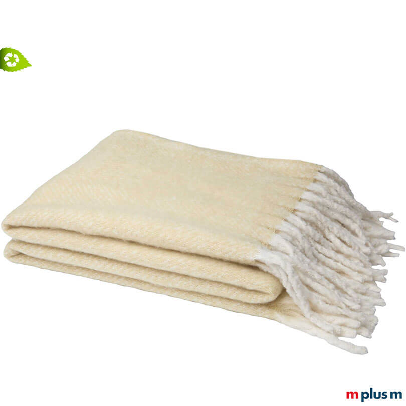 Davos Dolly Decke in Beige Hochwertiges Davos Recycling Decke in Beige mit Logo Stick als Werbegeschenk