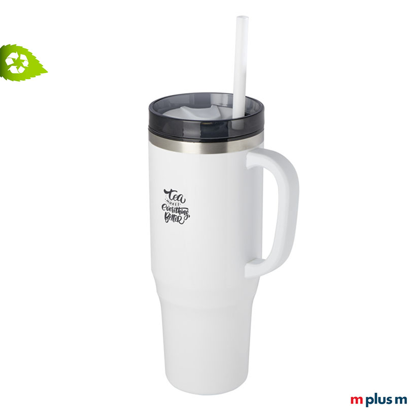 Günstiger XXL Isolierbecher Miami im Quencher Style in Weiss mit Logo Druck