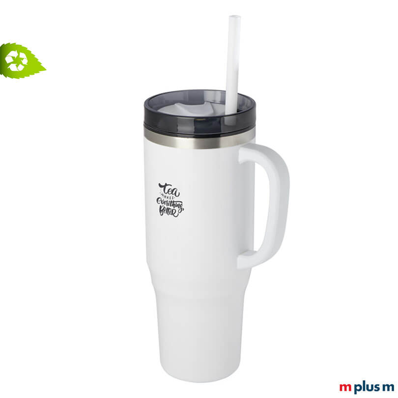 Miami XXL Isolierbecher Weiss Günstiger XXL Isolierbecher Miami im Quencher Style in Weiss mit Logo Druck