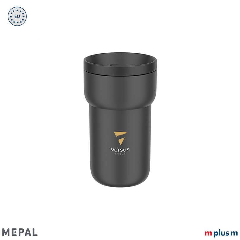 Schwarzer Coffee To Go Becher Ellipse von Mepal als Werbeartikel