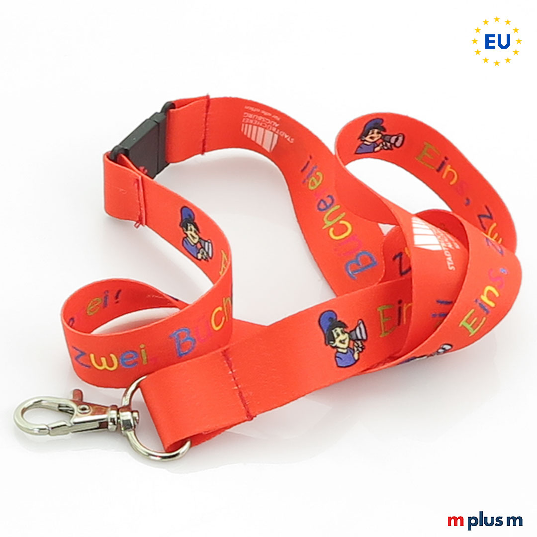 Eco Soft Lanyard. Giveaway in Rot Rotes Eco Soft Lanyard aus Europa mit vollflächigem Druck