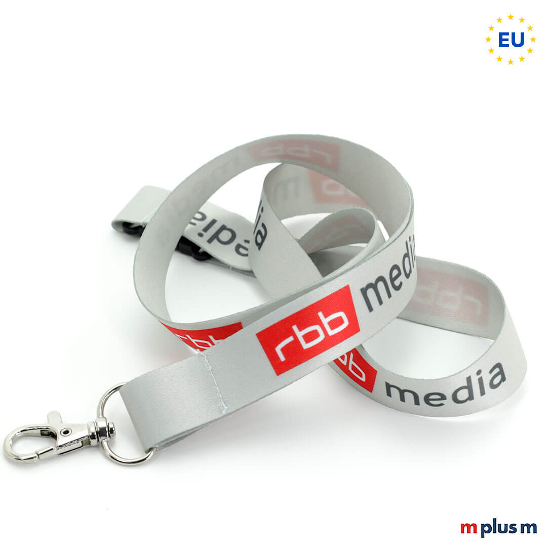 Eco Soft Lanyard 20 mm grau rot Günstig und schnell geliefert: Ecos Soft Lanyard aus Europa