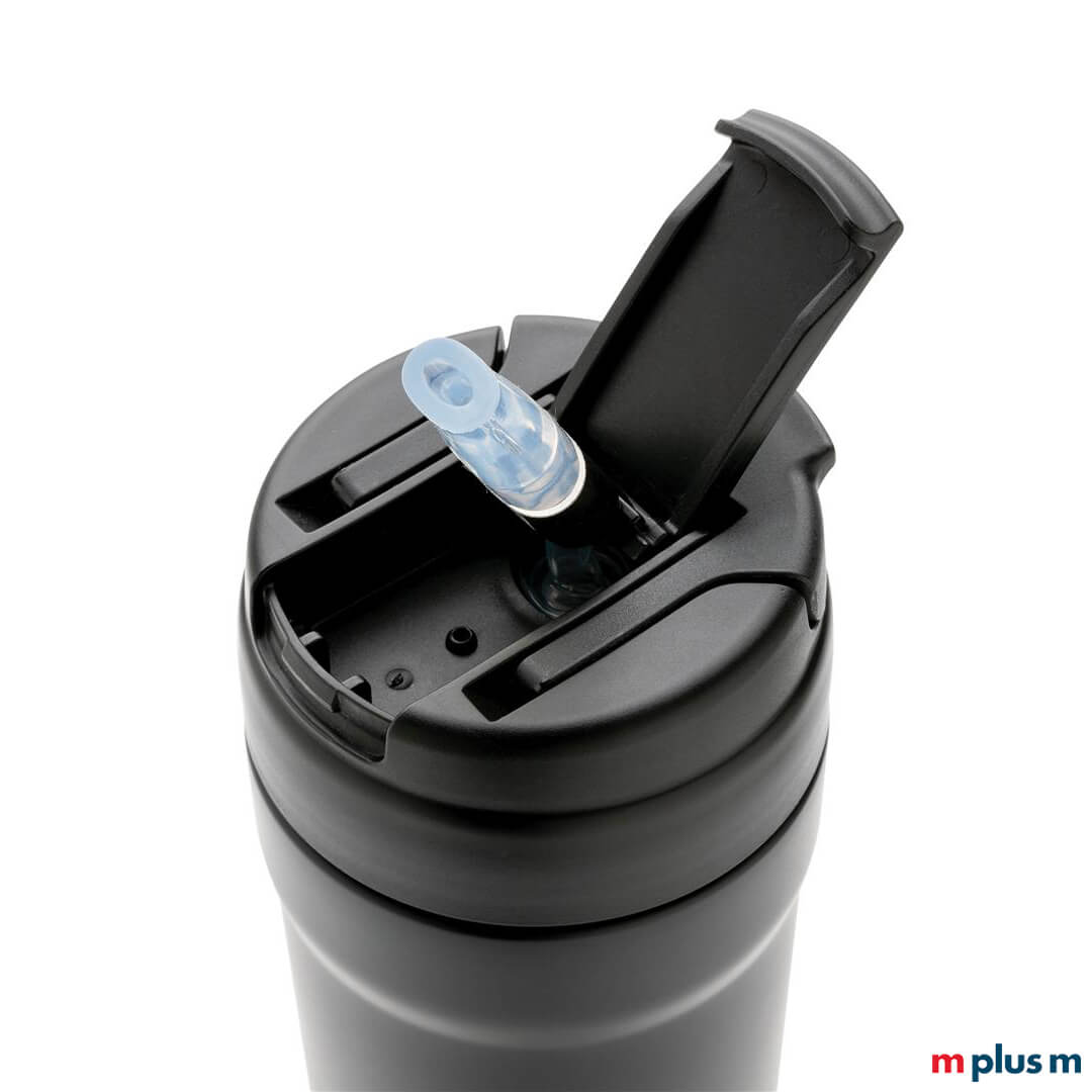 Dual Cup Isolierbecher mit Halm Trinköffnung Dual Deckel mit Halm-Option beim Dual Cup Recycling Stahl Isolierbecher