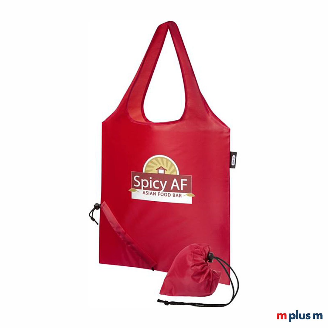 Praktische-rote-Falttasche-als-Werbeartikel-mit-Logo-bedrucken