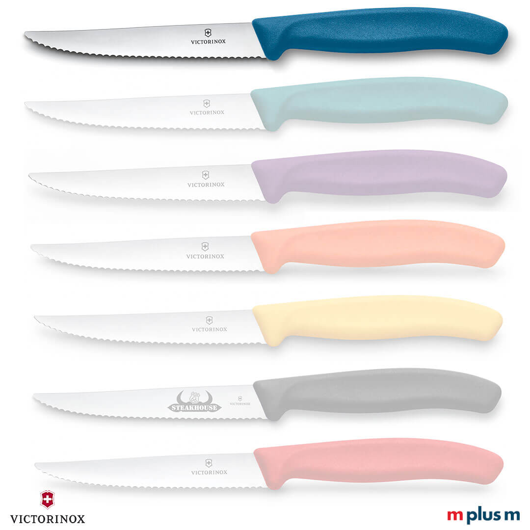 Victorinox Steak- und Pizzamesser mit 11 cm Klinge als Werbeartikel in Blau