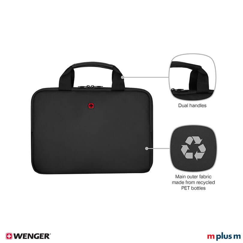 Wenger Guyde 14 Laptoptasche schwarz mit gepolstertem Fach und Innenfach, praktische Businesshülle hochwertig mit Logo Druck personalisieren Wenger Guyde 14 Laptoptasche schwarz mit gepolstertem Fach und Innenfach, praktische Businesshülle hochwertig mit Logo Druck personalisieren