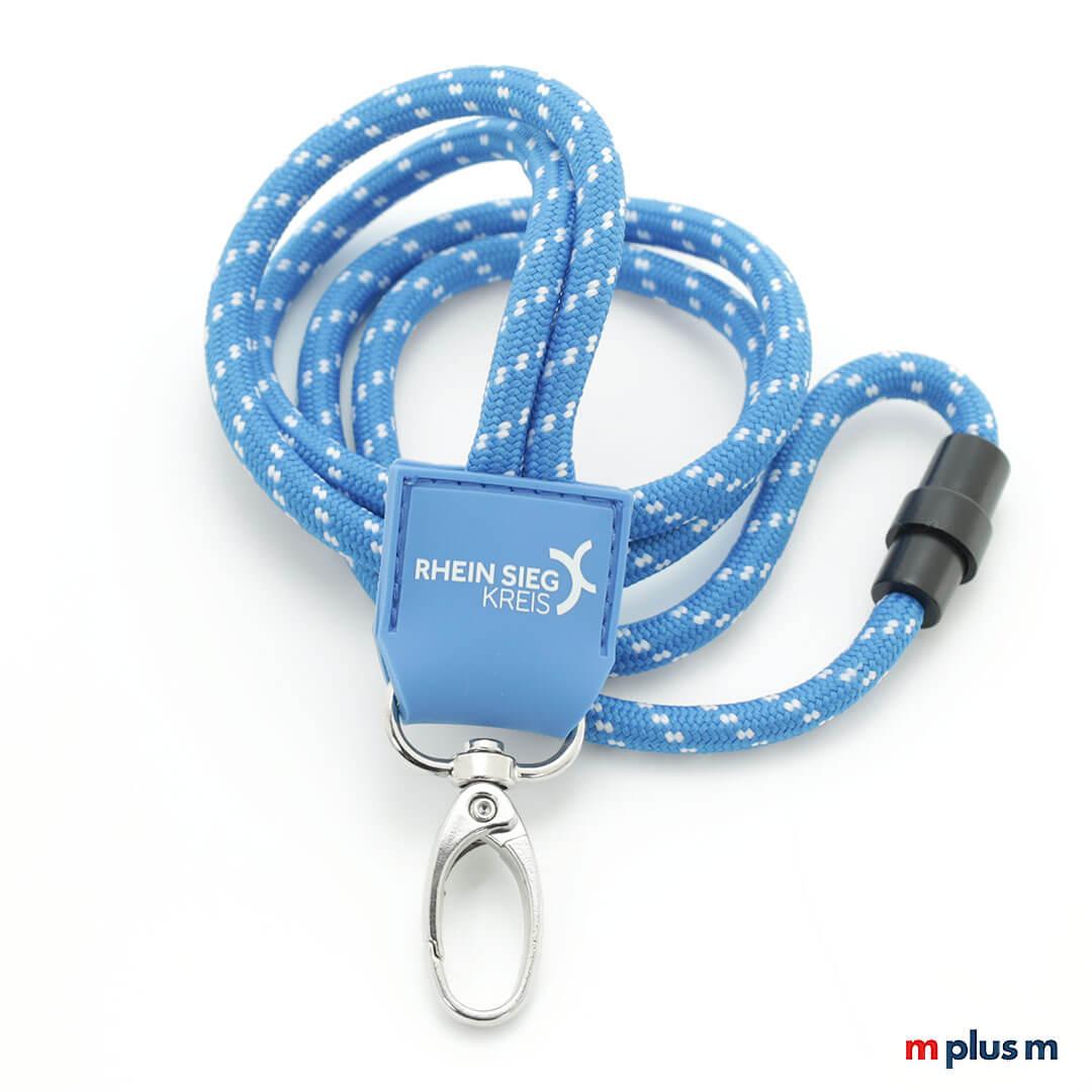 Schönes Nautic Kordel Lanyard in Wunschfarbe Blau mit Logo bedrucken Schönes Nautic Kordel Lanyard in Wunschfarbe Blau mit Logo bedrucken