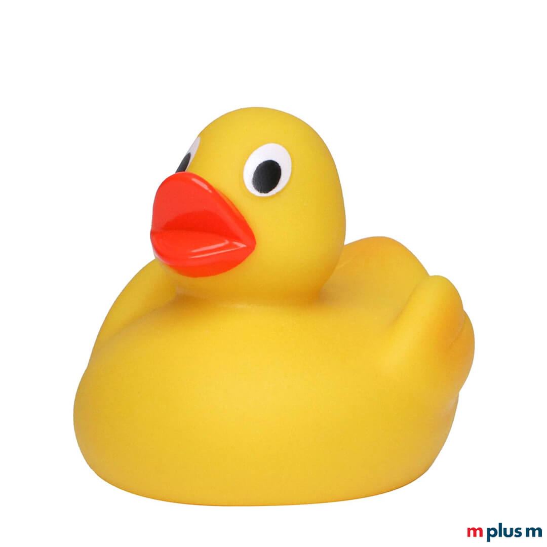 Quietsche Ente aus PVC in Gelb von seitlich