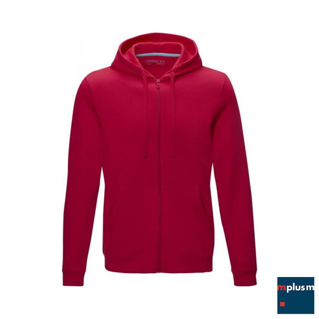 Roter-Ziphoodie-fur-Jungs-als-langlebiges-werbegeschenk-RE Nachhaltige Sweatjacke mit Kapuze in Rot