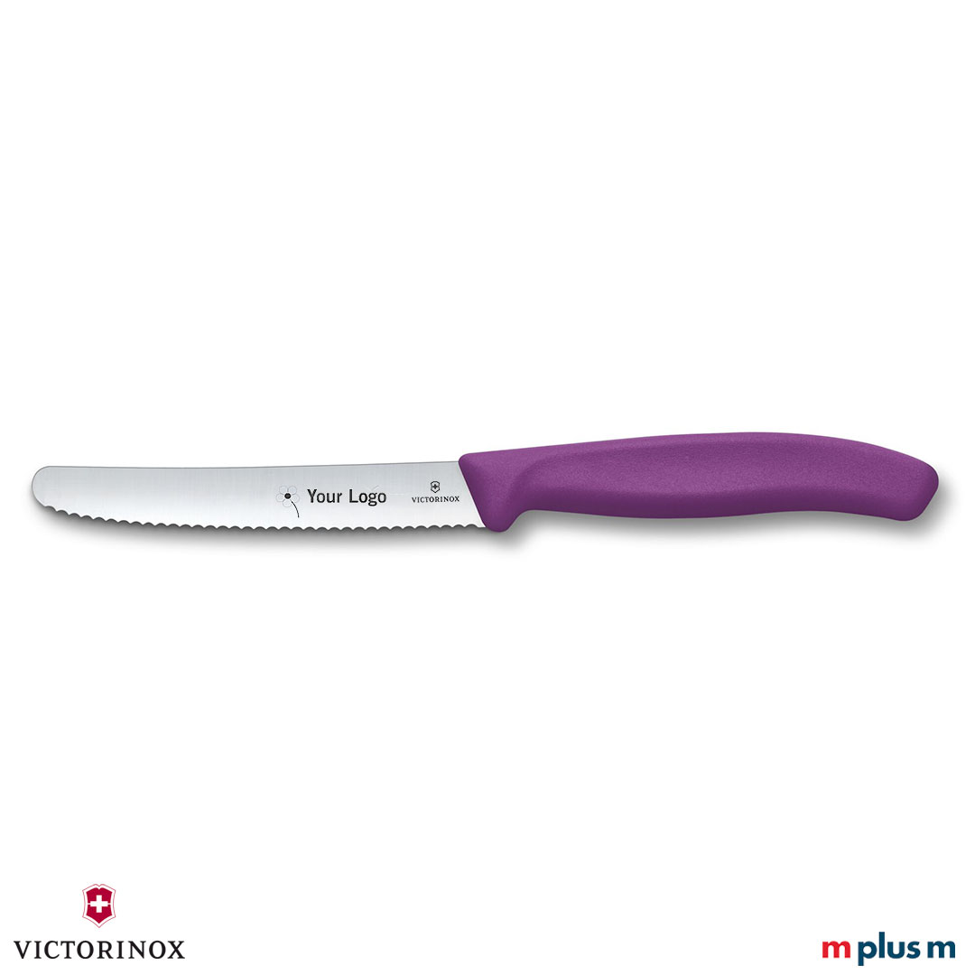Victorinox Tomatenmesser in Lila mit Logo Gravur Victorinox Tomatenmesser in Lila als Werbeartikel mit Logo Gravur