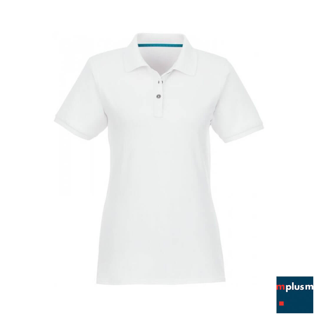Zertifizierte Bio Baumwolle Poloshirt in Weiß mit Logodruck Zertifizierte Bio Baumwolle Poloshirt in Weiß mit Logodruck