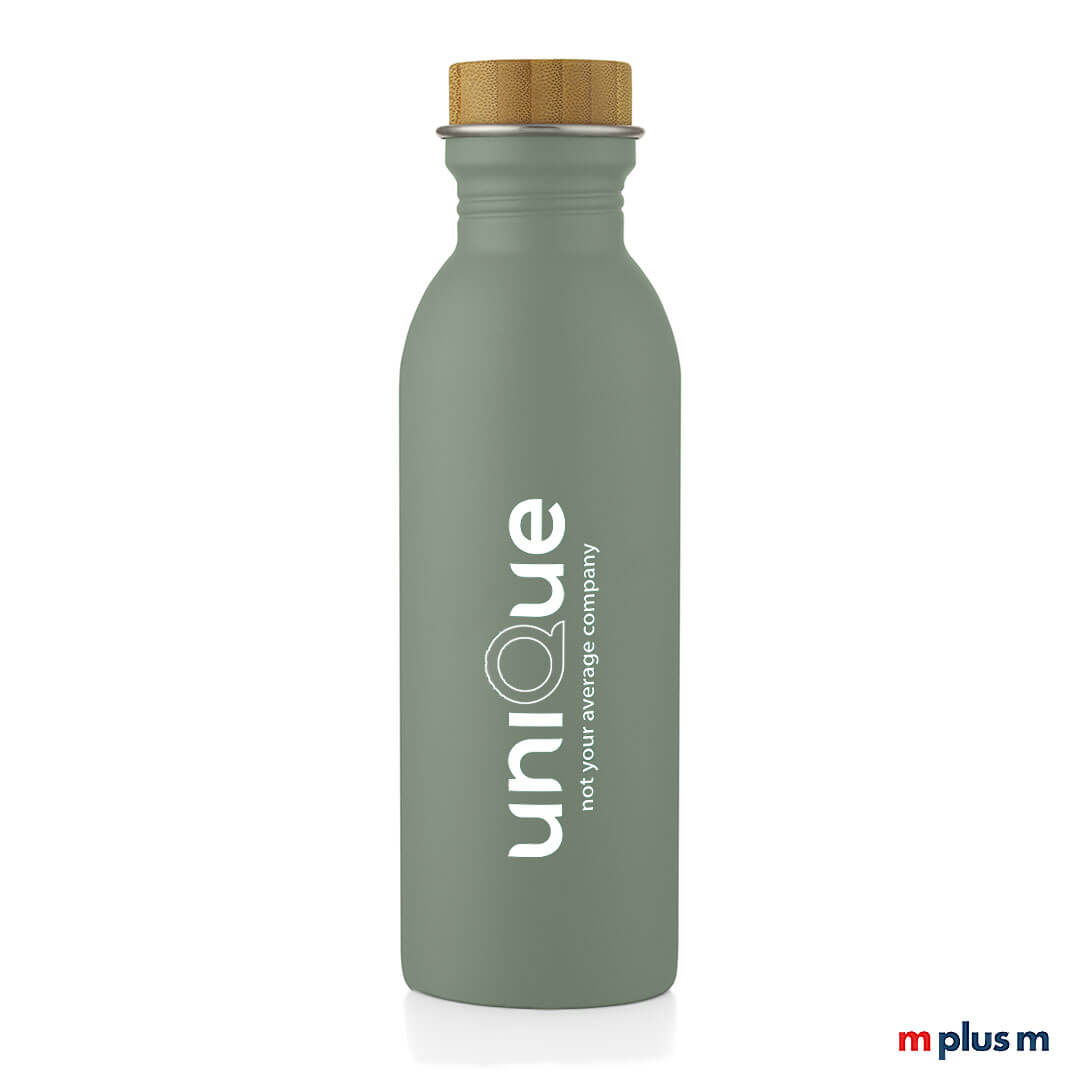 Edelstahl-Trinkflasche-SKRU-gruen-Werbeartikel Hier sehen Sie die 'Skruva' Trinkflasche aus Edelstahl in der Farbe grün. Mit Logo Druck ideal als Werbeartikel, Give Away oder Mitarbeitergeschenk