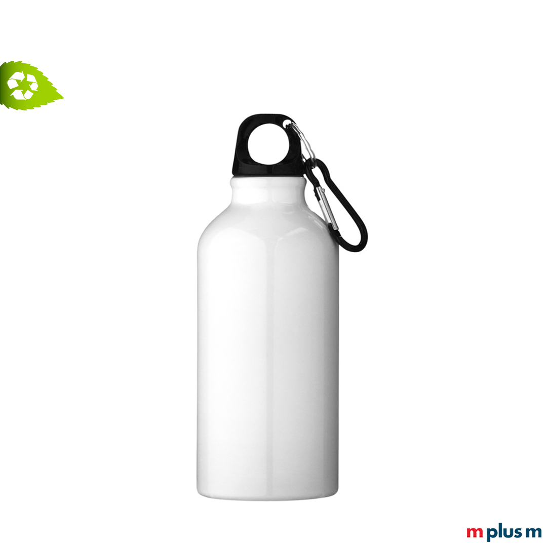 Weiße Recycling Alu-Flasche bedrucken